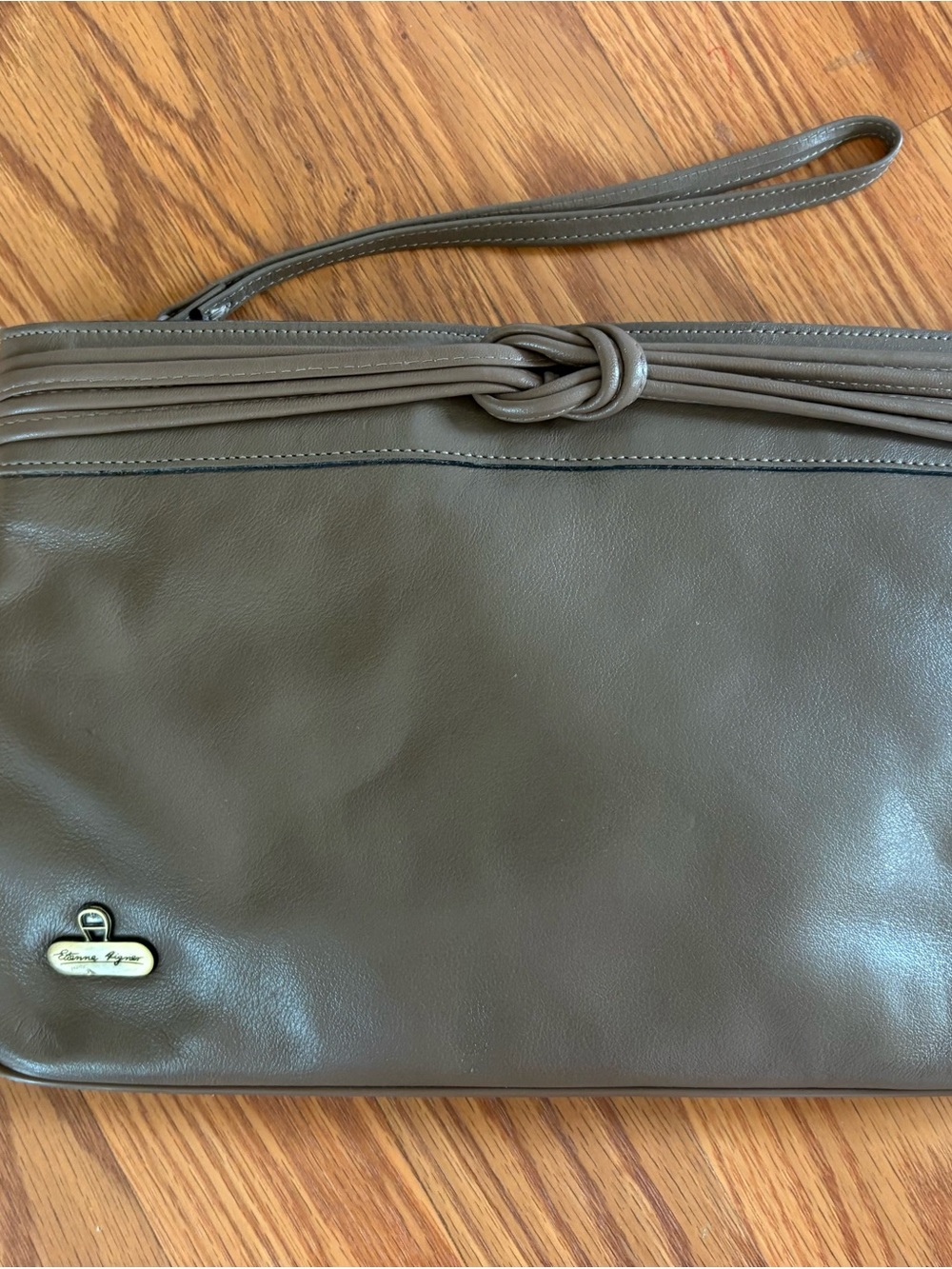 Vintage Etienne Aigner Brown Leather Wristlet Clutch